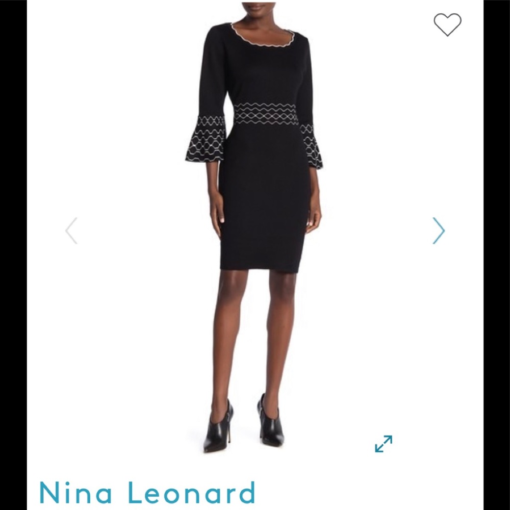 Fabulous Nina Leonard Black & White Dress. Sz M